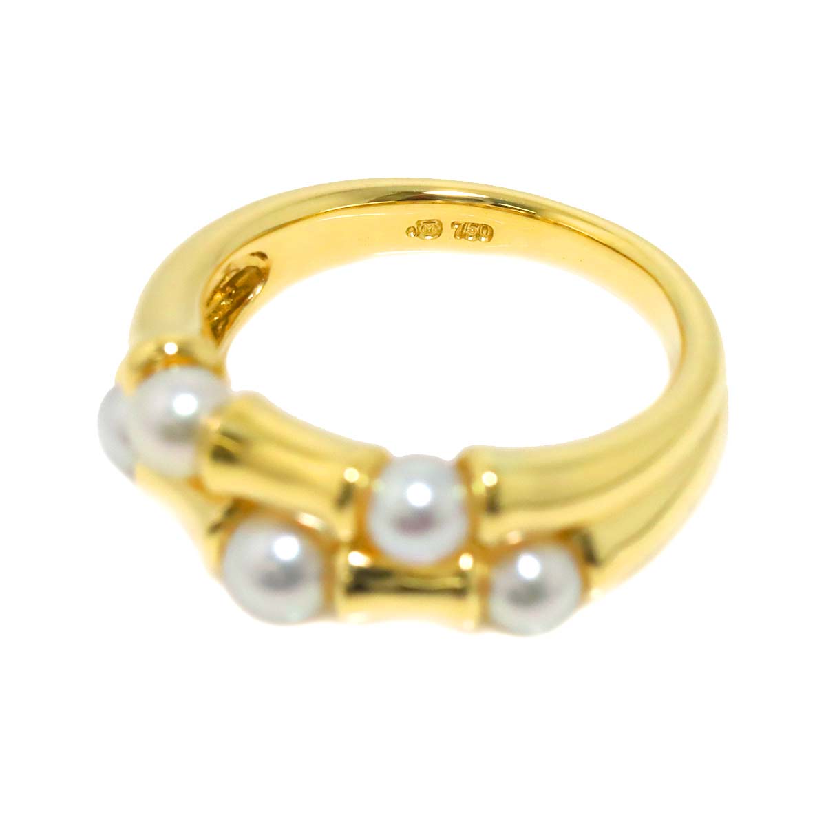 Akoya Pearl 4.4-3.8mm Ring 18K YG 750 Size6.5-6.75(US)