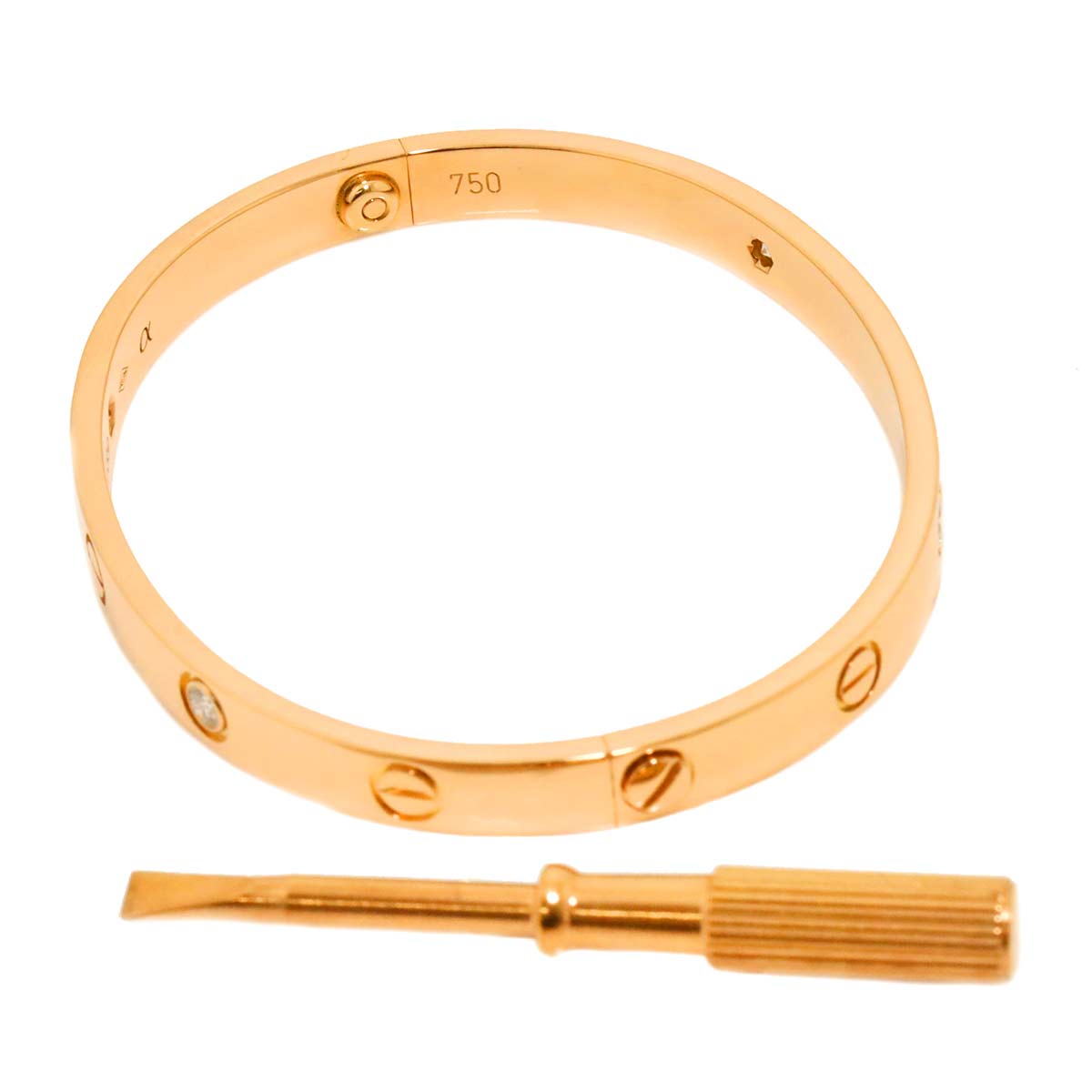 Love Bracelet Bangle Diamond 4P 18K Pink Gold 750 Size17