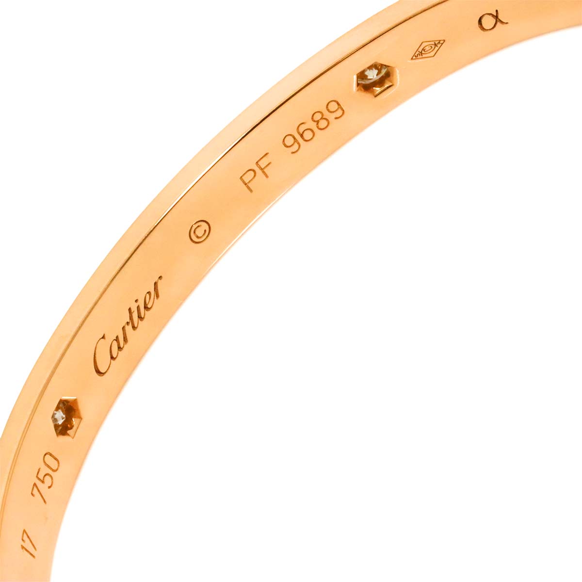 Love Bracelet Bangle Diamond 4P 18K Pink Gold 750 Size17