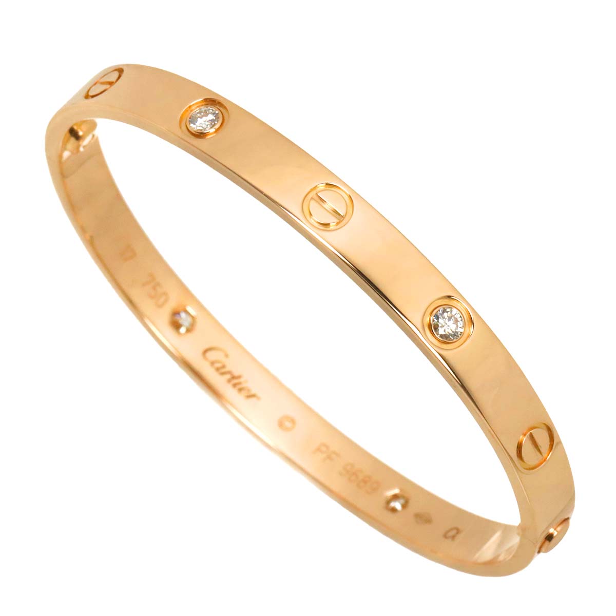 Love Bracelet Bangle Diamond 4P 18K Pink Gold 750 Size17