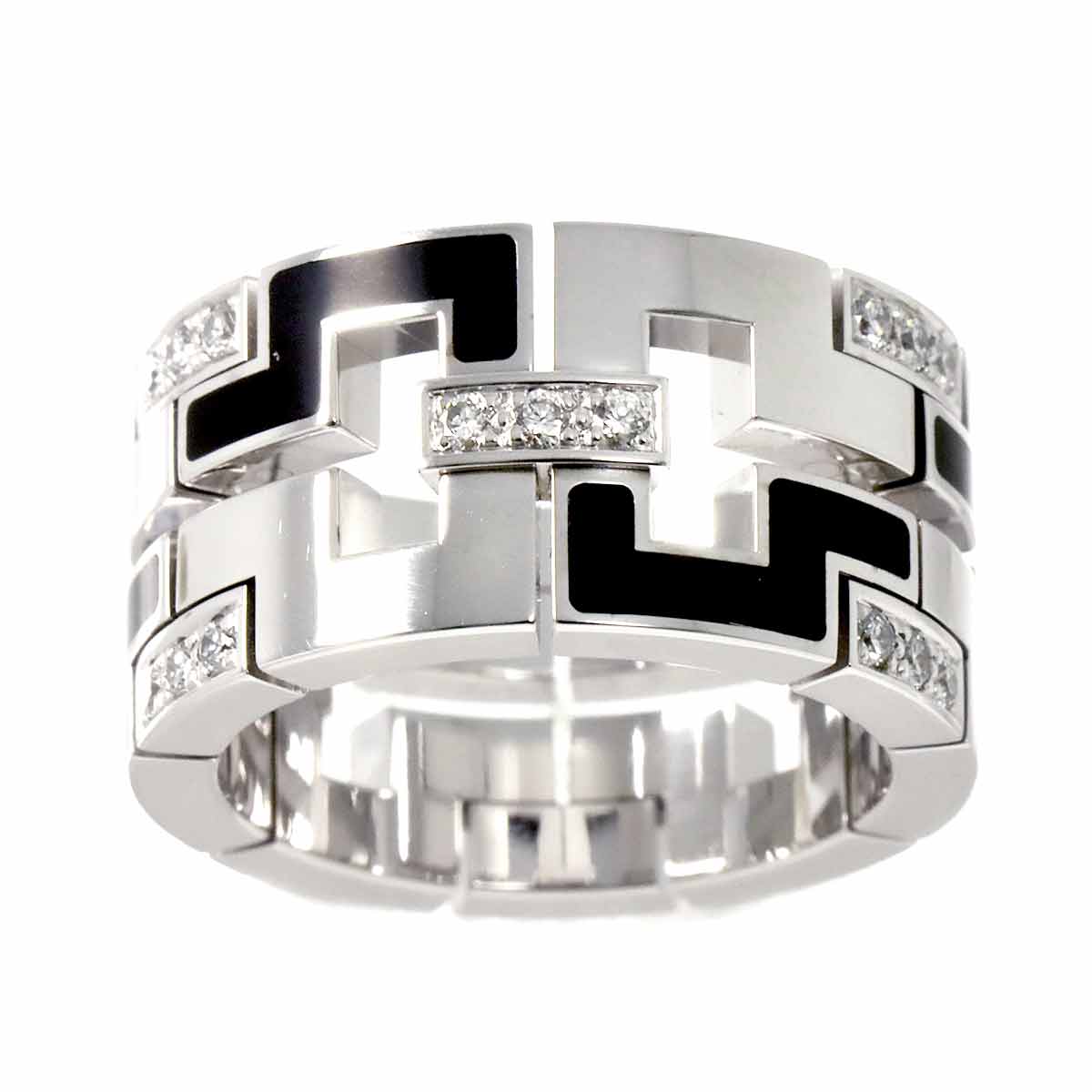 Dragon Padlock Diamond Enamel Ring 18K WG 750 Size53 6-6.25(US)