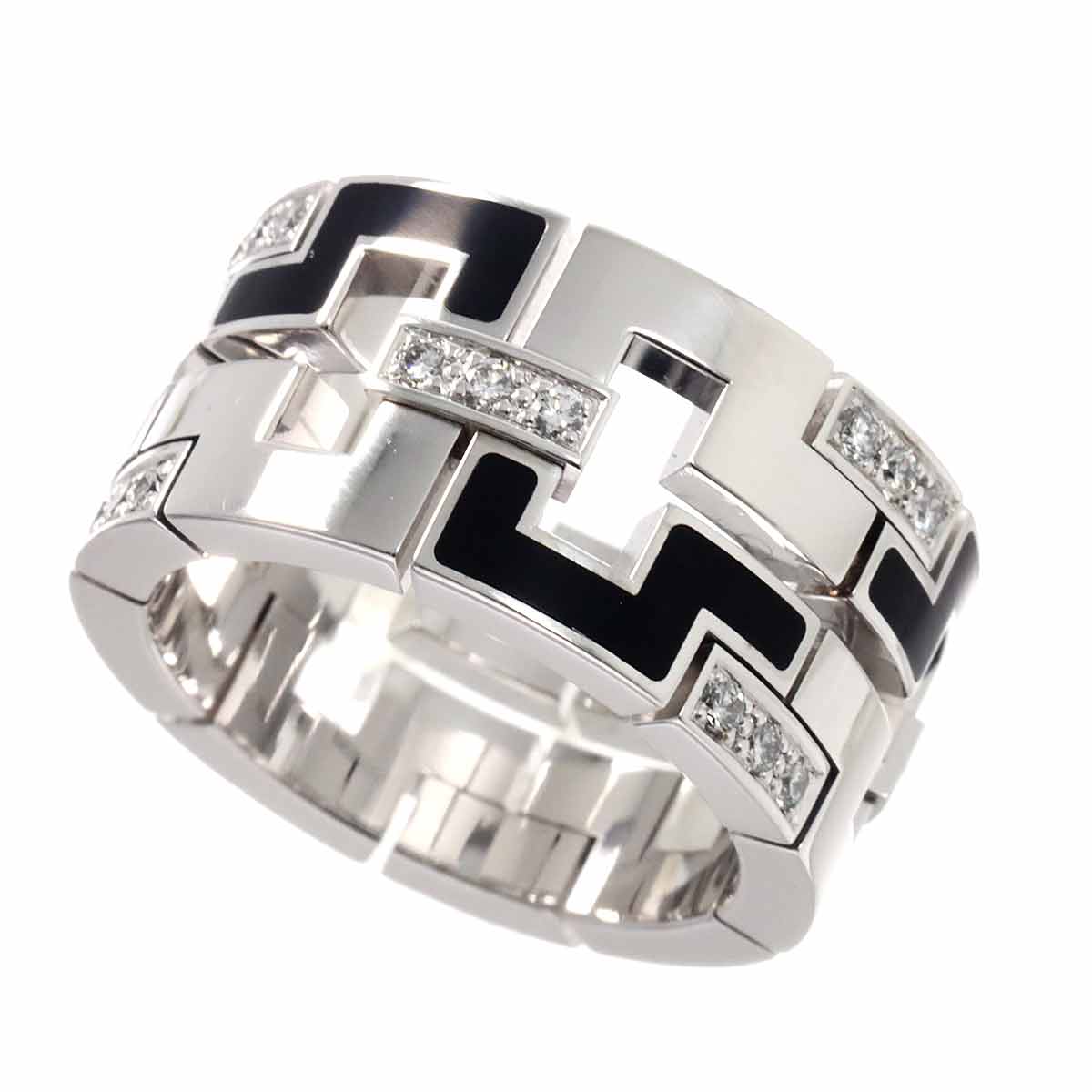 Dragon Padlock Diamond Enamel Ring 18K WG 750 Size53 6-6.25(US)