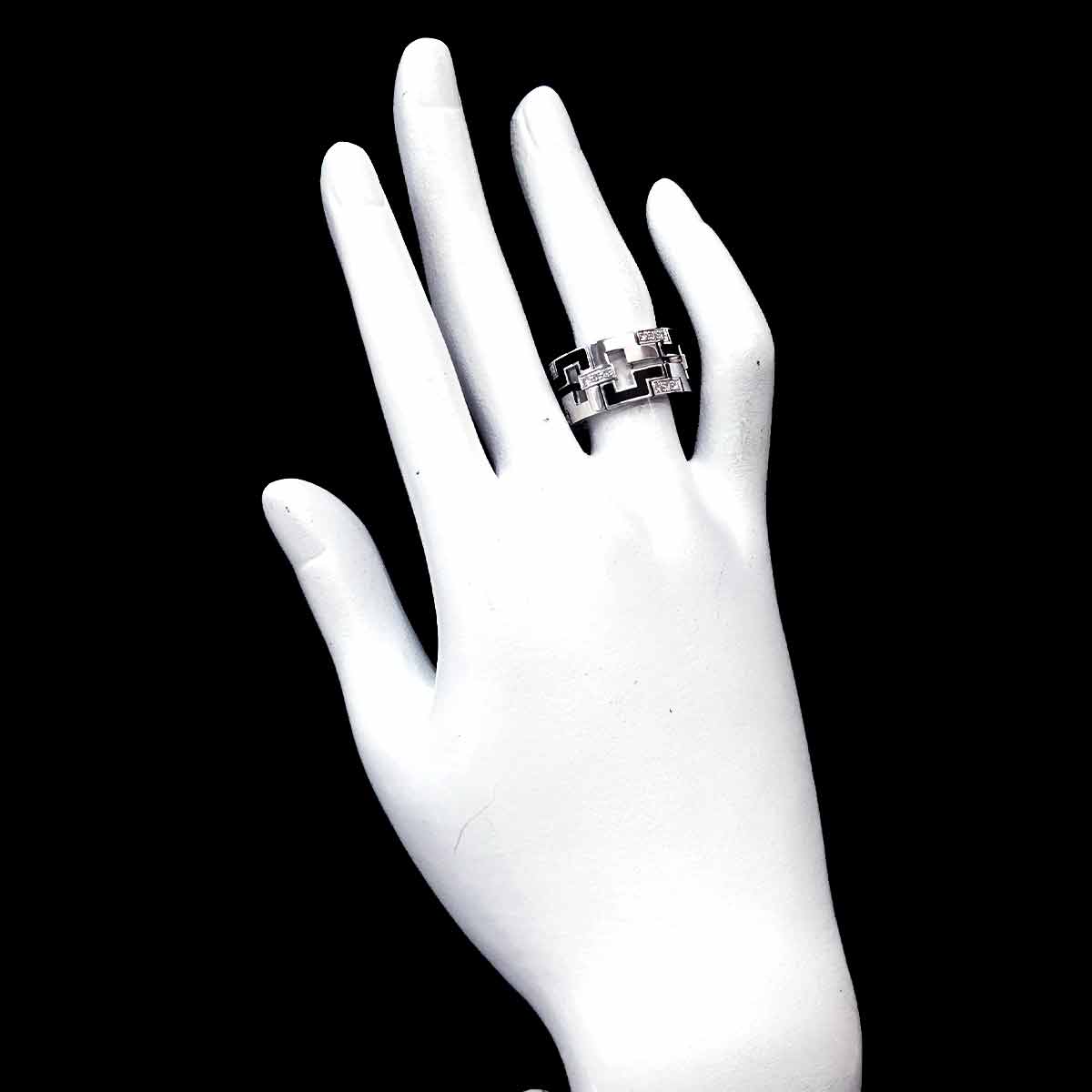 Dragon Padlock Diamond Enamel Ring 18K WG 750 Size53 6-6.25(US)