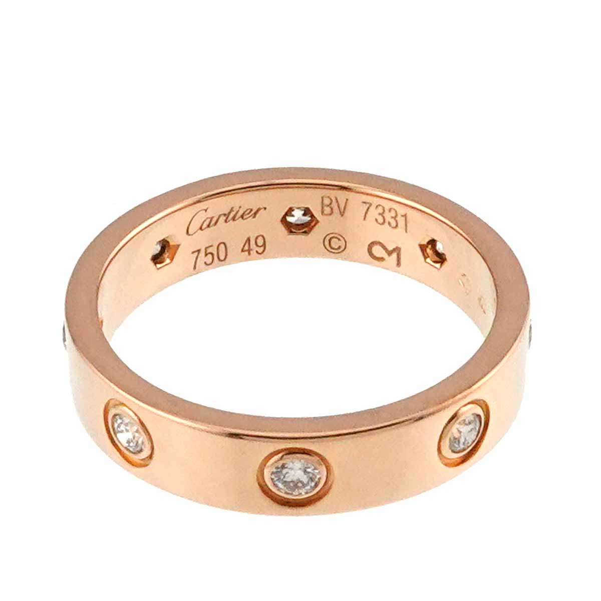 Cartier Mini Love Diamond 1P Ring 18K Pink Gold 750 size49 4.75-5(US)
