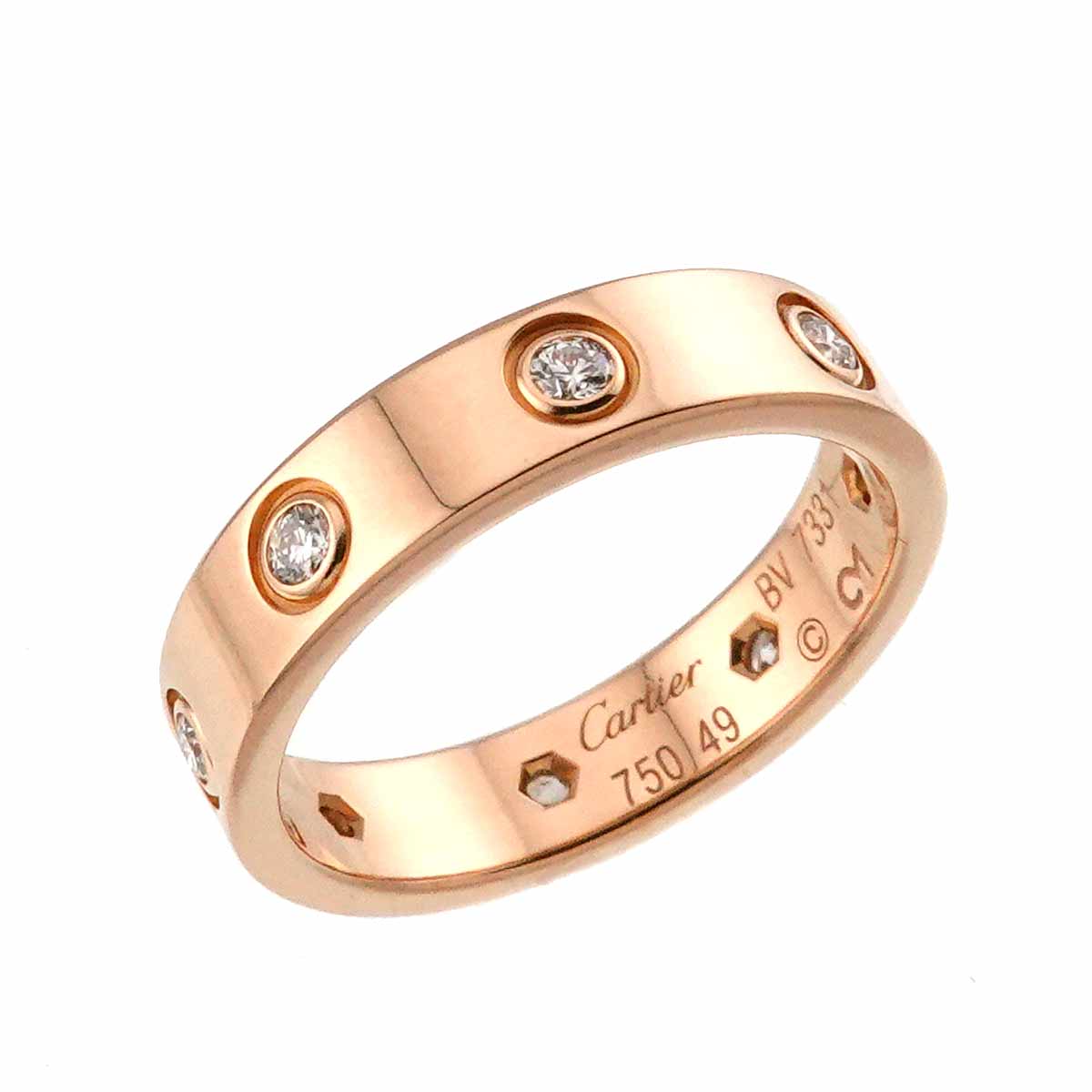 Cartier Mini Love Diamond 1P Ring 18K Pink Gold 750 size49 4.75-5(US)