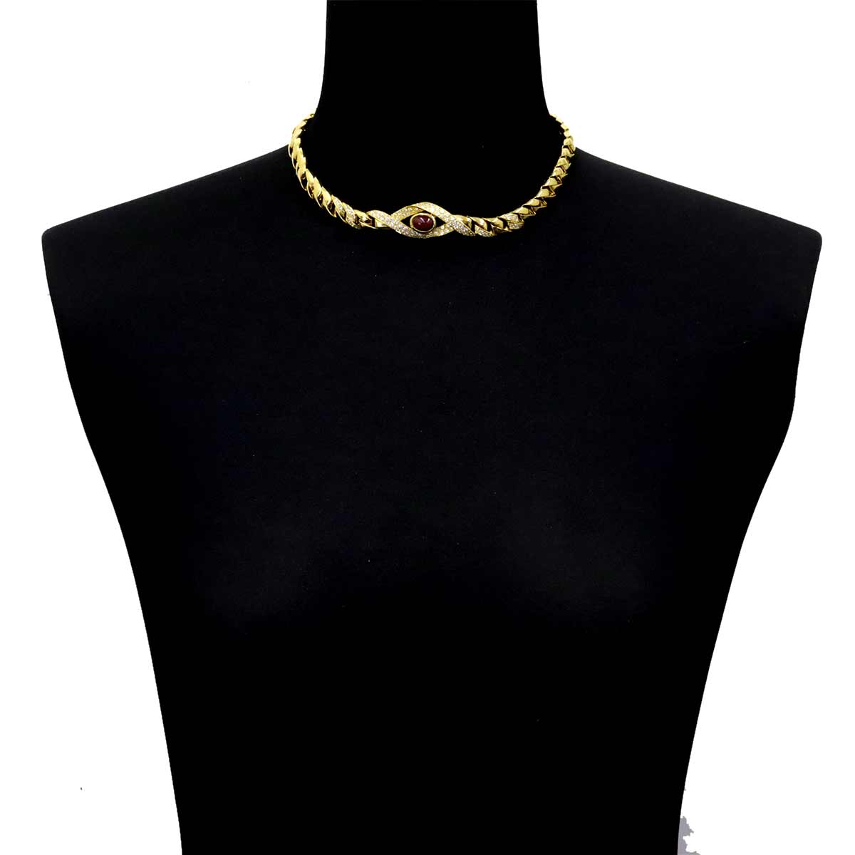 Ruby Diamond Necklace 18K Yellow Gold 750