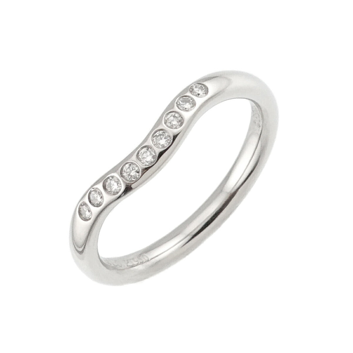 Curved Band Diamond Ring Platinum size4(US)