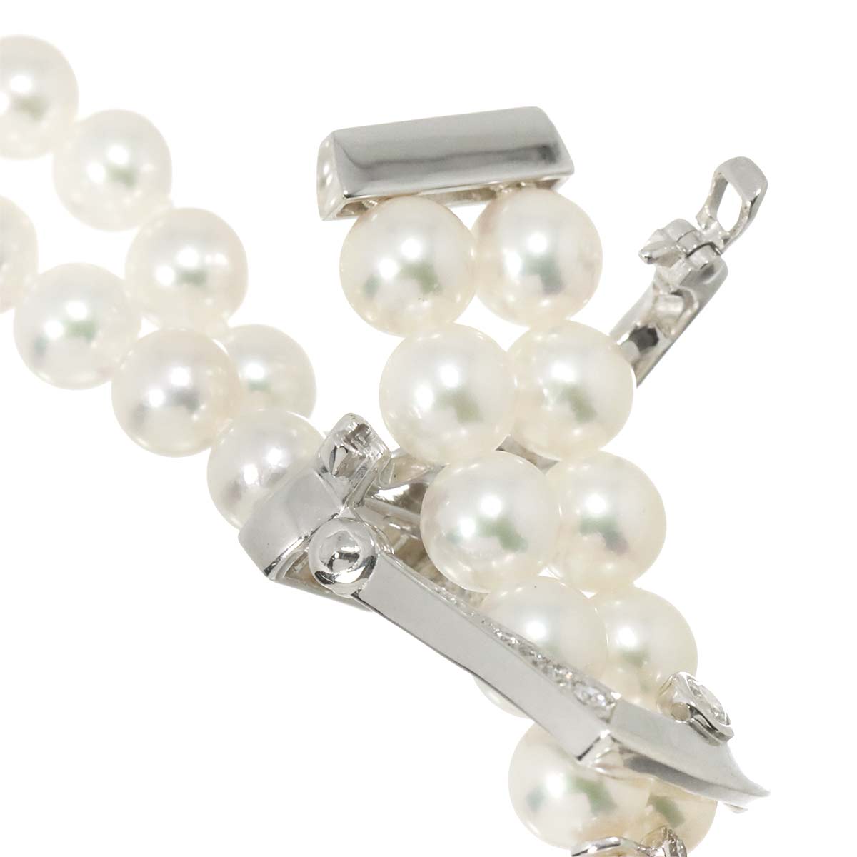 Boucle Akoya Pearl Diamond 0.13ct Bracelet Necklace 18K WG 750