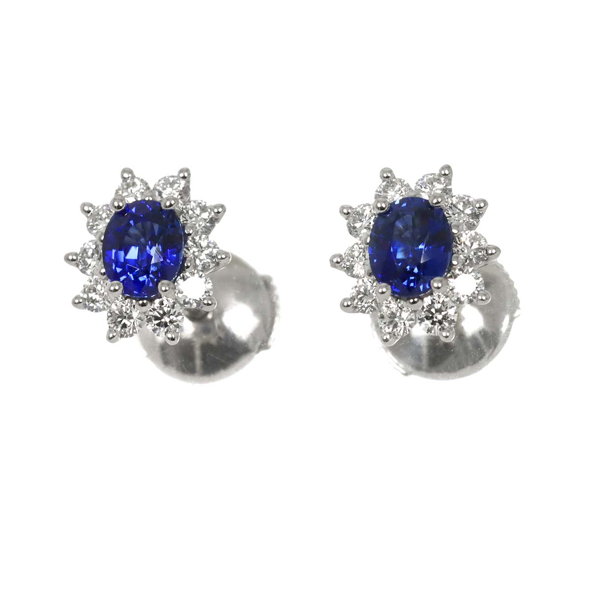 Sapphire Diamond Earrings Pierced Pt