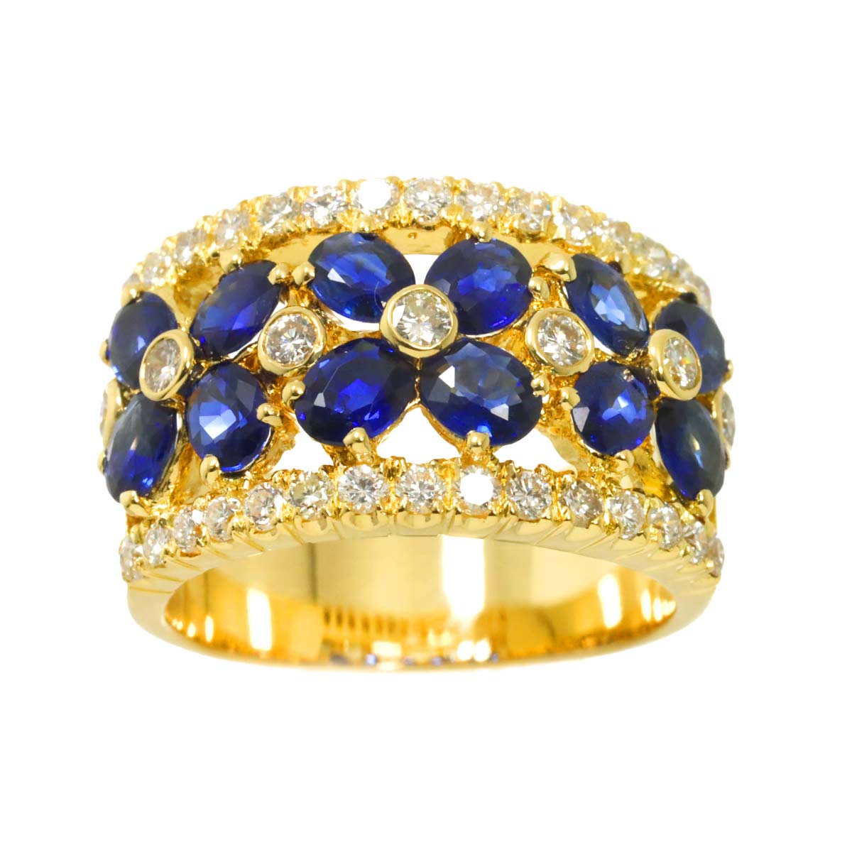 Sapphire 2.20ct Diamond 0.75ct Ring 18K YG 5.75-6(US)