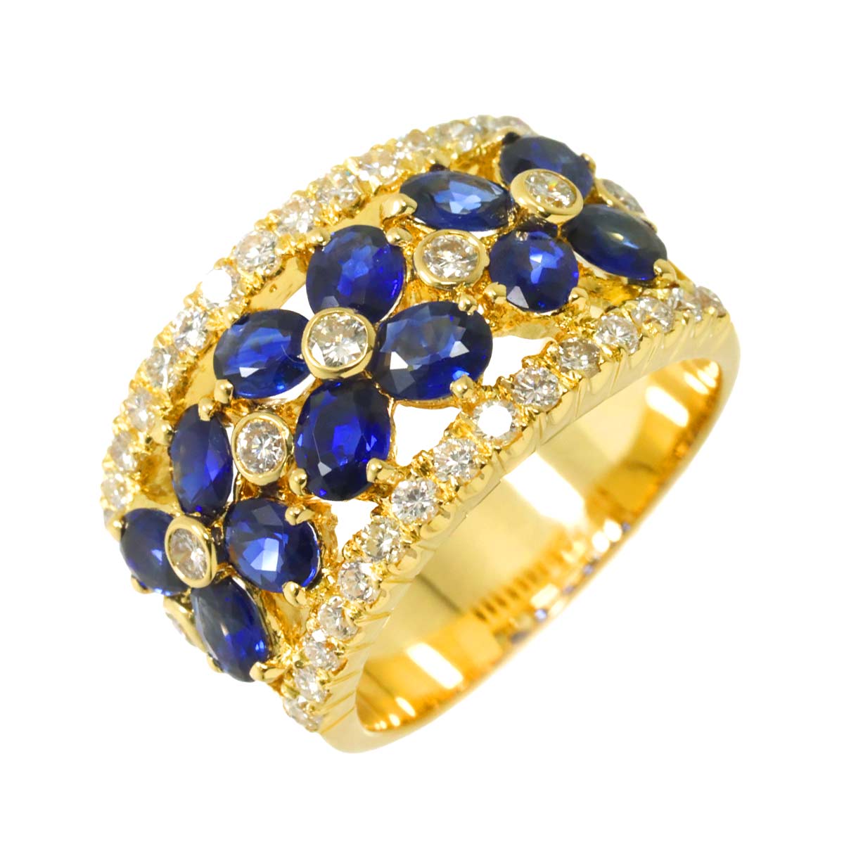 Sapphire 2.20ct Diamond 0.75ct Ring 18K YG 5.75-6(US)