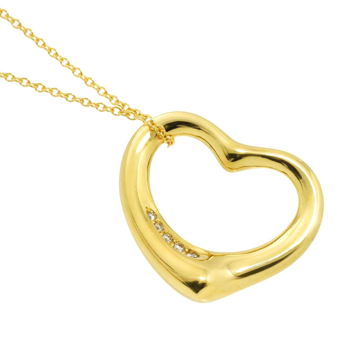 Open Heart Diamond Necklace 18K Yellow Gold 750