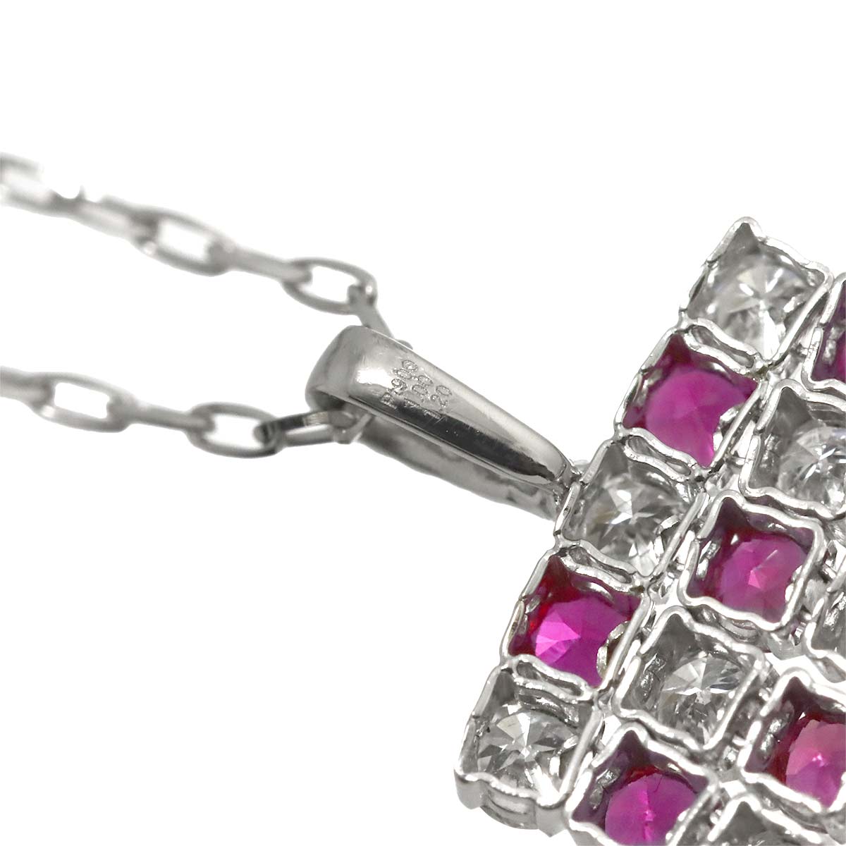Ruby 1.20ct Diamond 1.00ct Necklace Pt Platinum