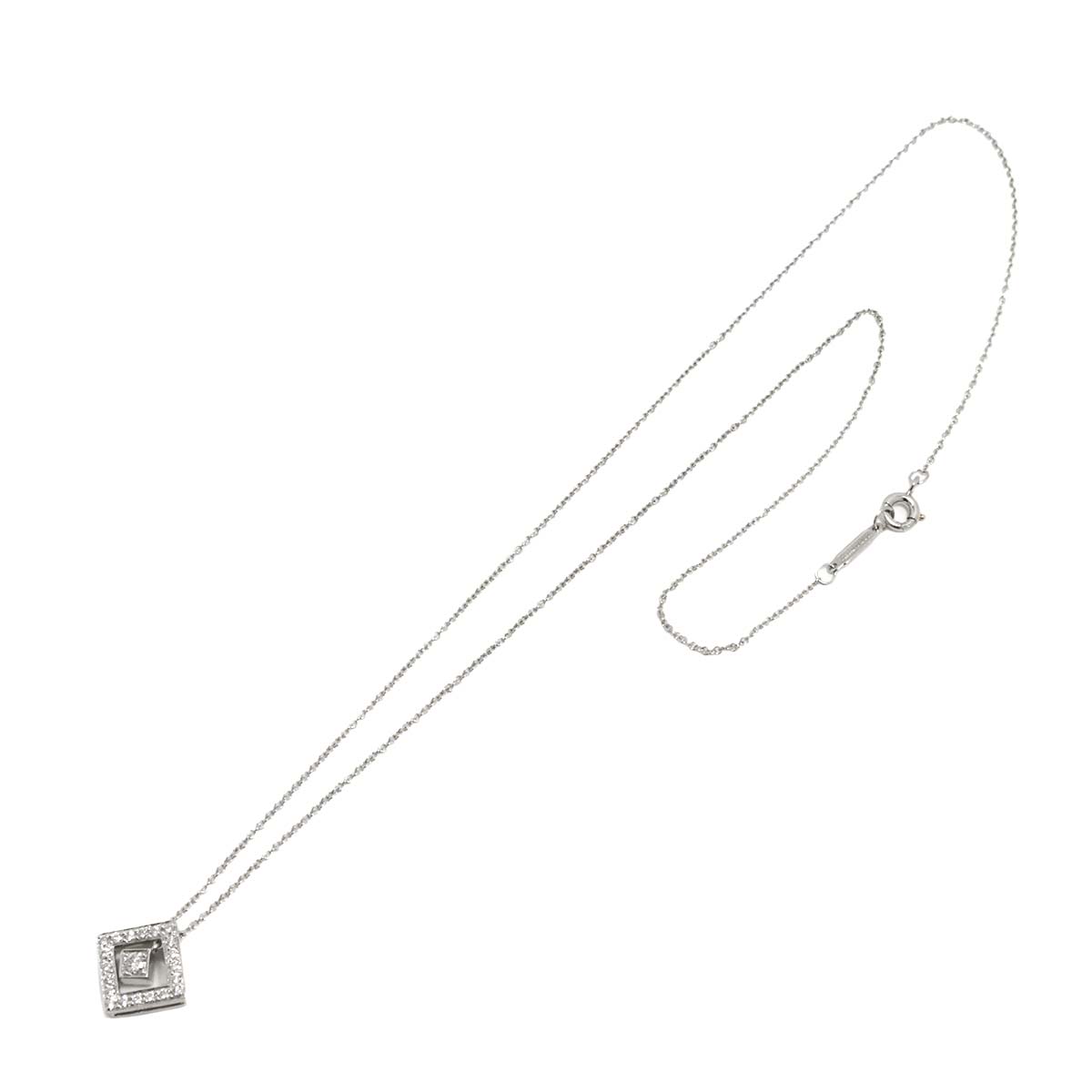 Open Square Diamond Necklace Platinum