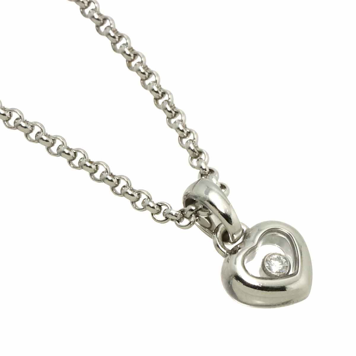 Happy Diamond Heart Necklace 18K White Gold 750