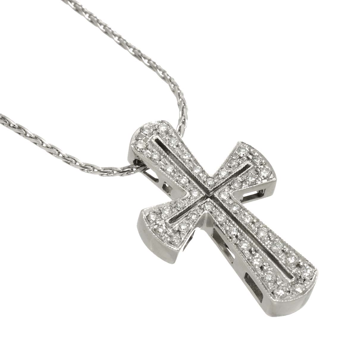 Diamond Cross Necklace 18K WG 750