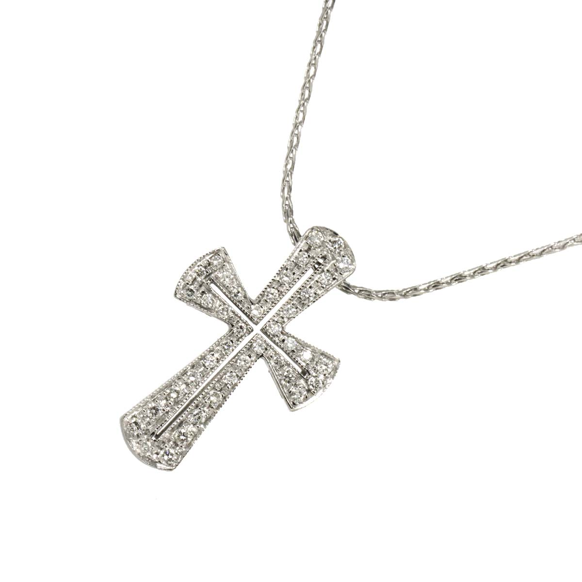 Diamond Cross Necklace 18K WG 750