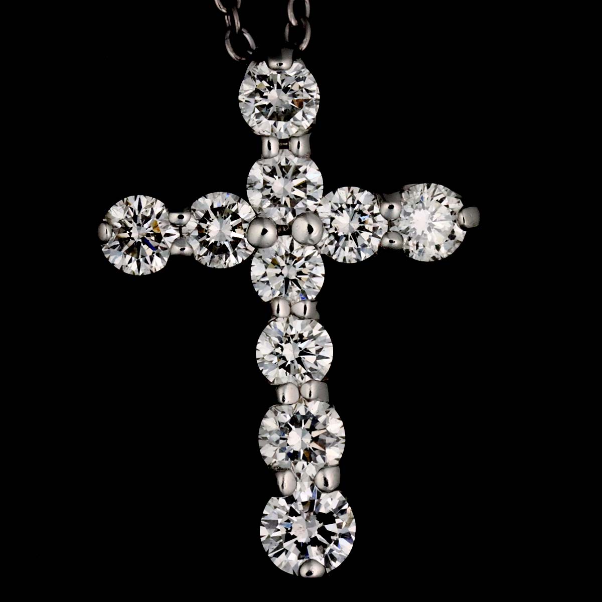 Cross motif Diamond 0.70ct Necklace 18K White Gold 750