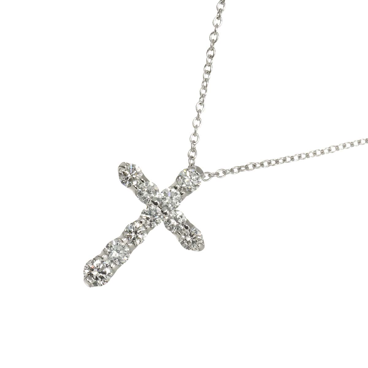 Cross motif Diamond 0.70ct Necklace 18K White Gold 750