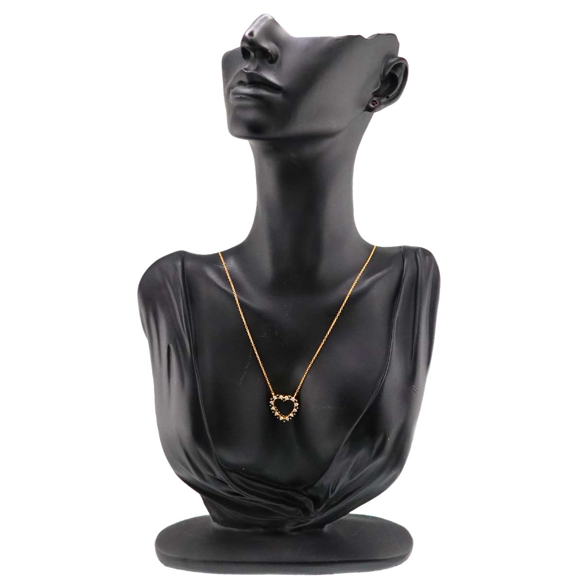 Heart Sapphire Diamond Necklace 18K Yellow Gold 750