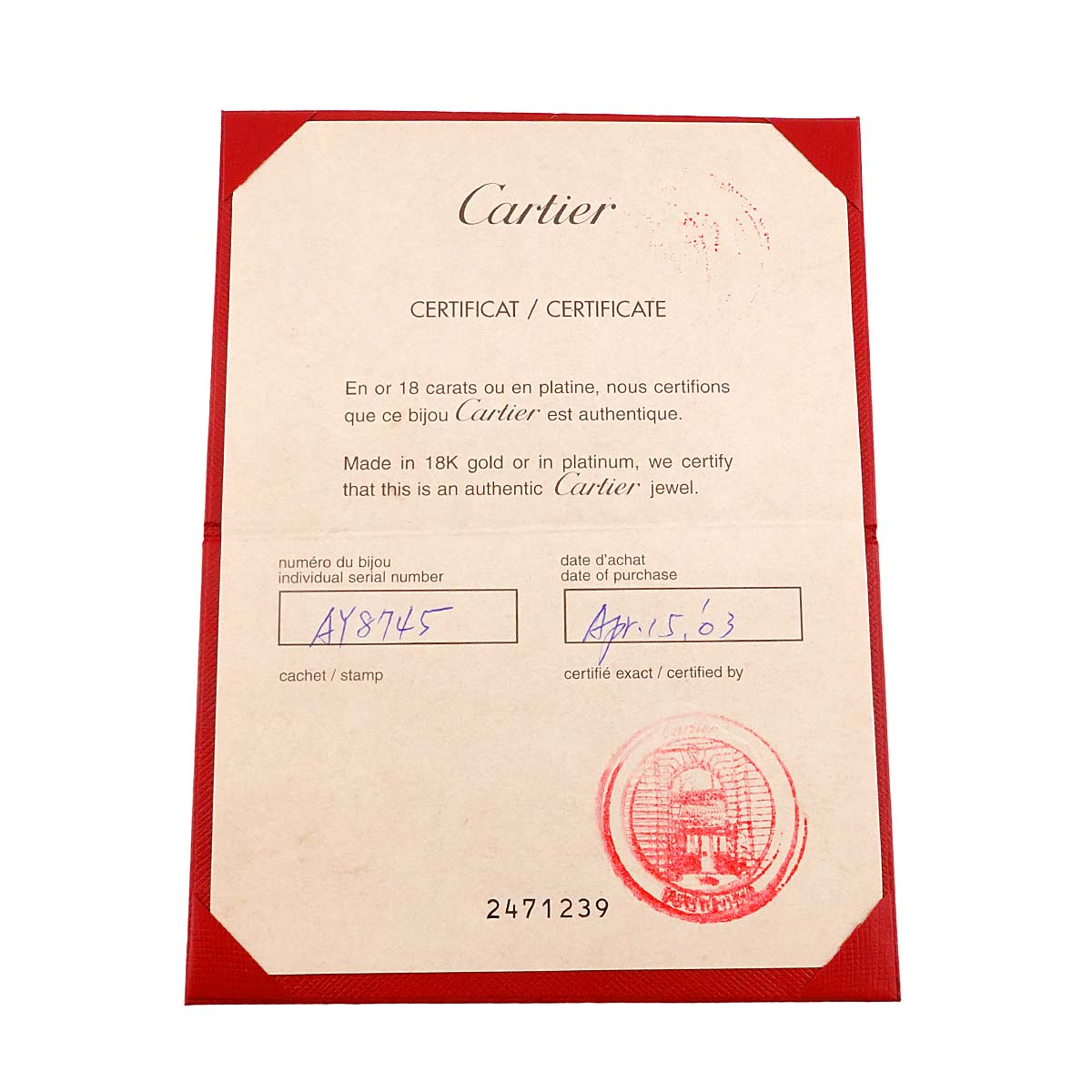 Love Bracelet 18K Yellow Gold 750 Size16