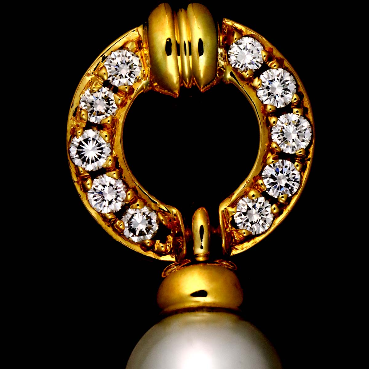 Doornock Akoya Pearl Diamond Earrings Pierced 18K 750