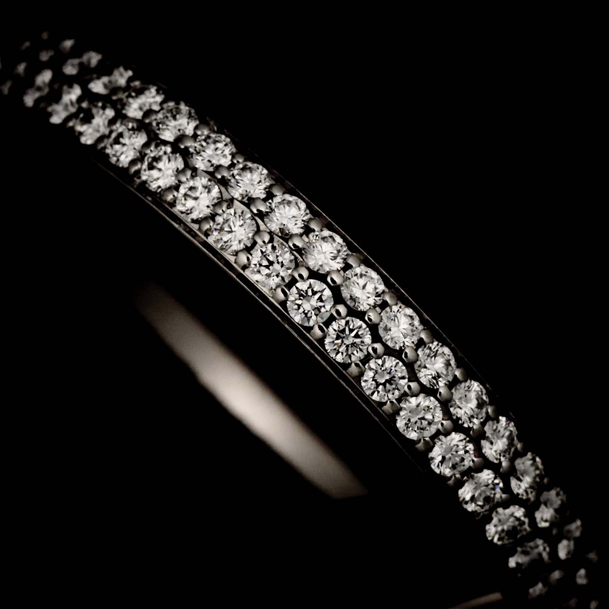 Diamond Trinity SM Ring 18K WG Black Ceramic 750 size55 7.25US