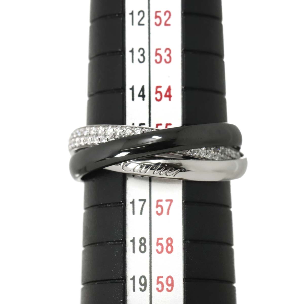 Diamond Trinity SM Ring 18K WG Black Ceramic 750 size55 7.25US