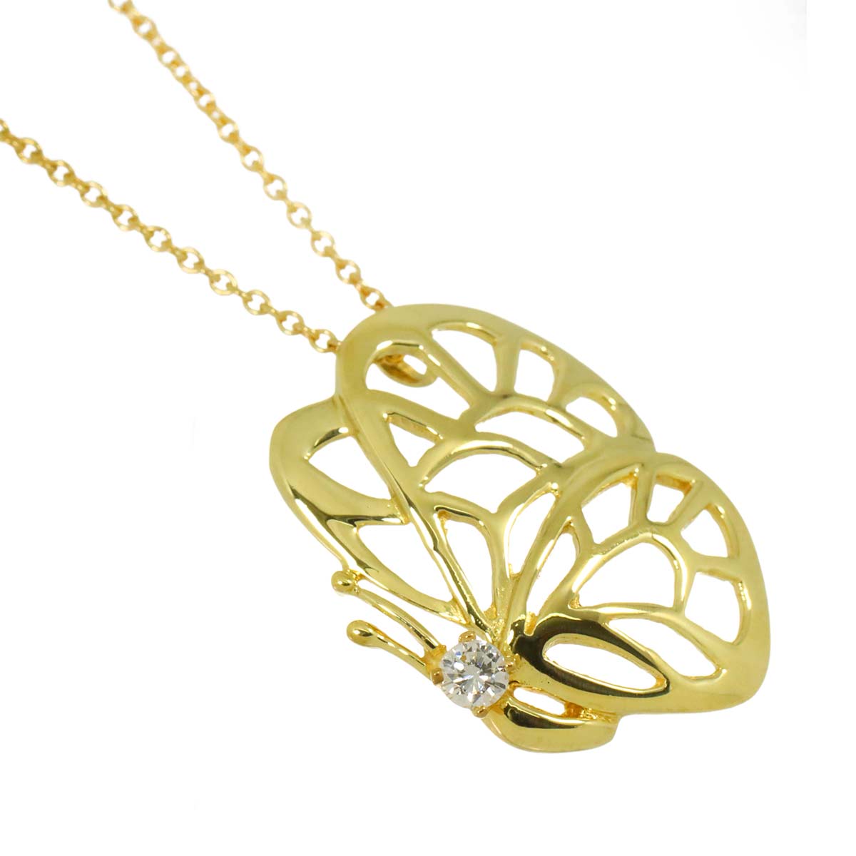 Butterfly Diamond Necklace 18K Yellow Gold 750