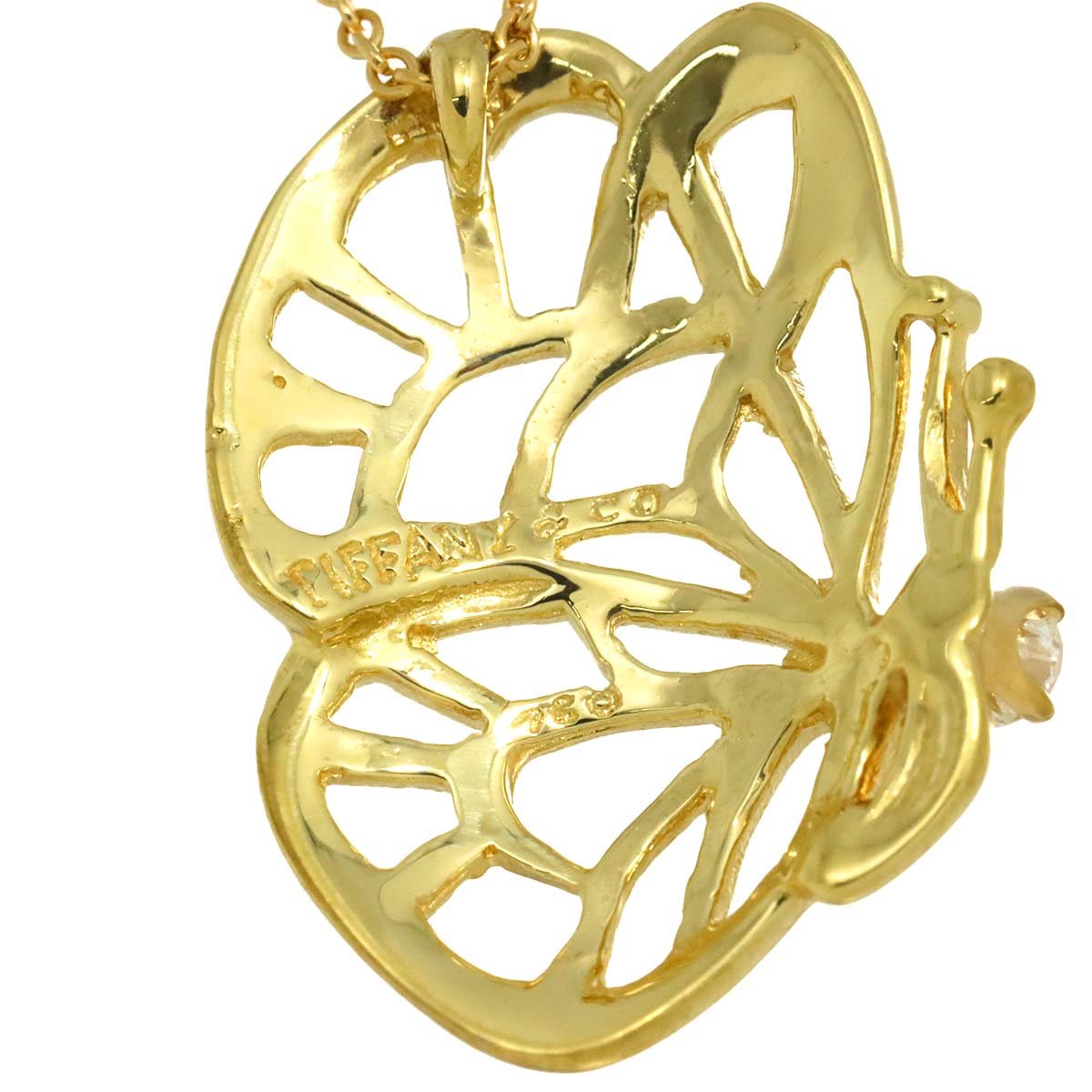 Butterfly Diamond Necklace 18K Yellow Gold 750