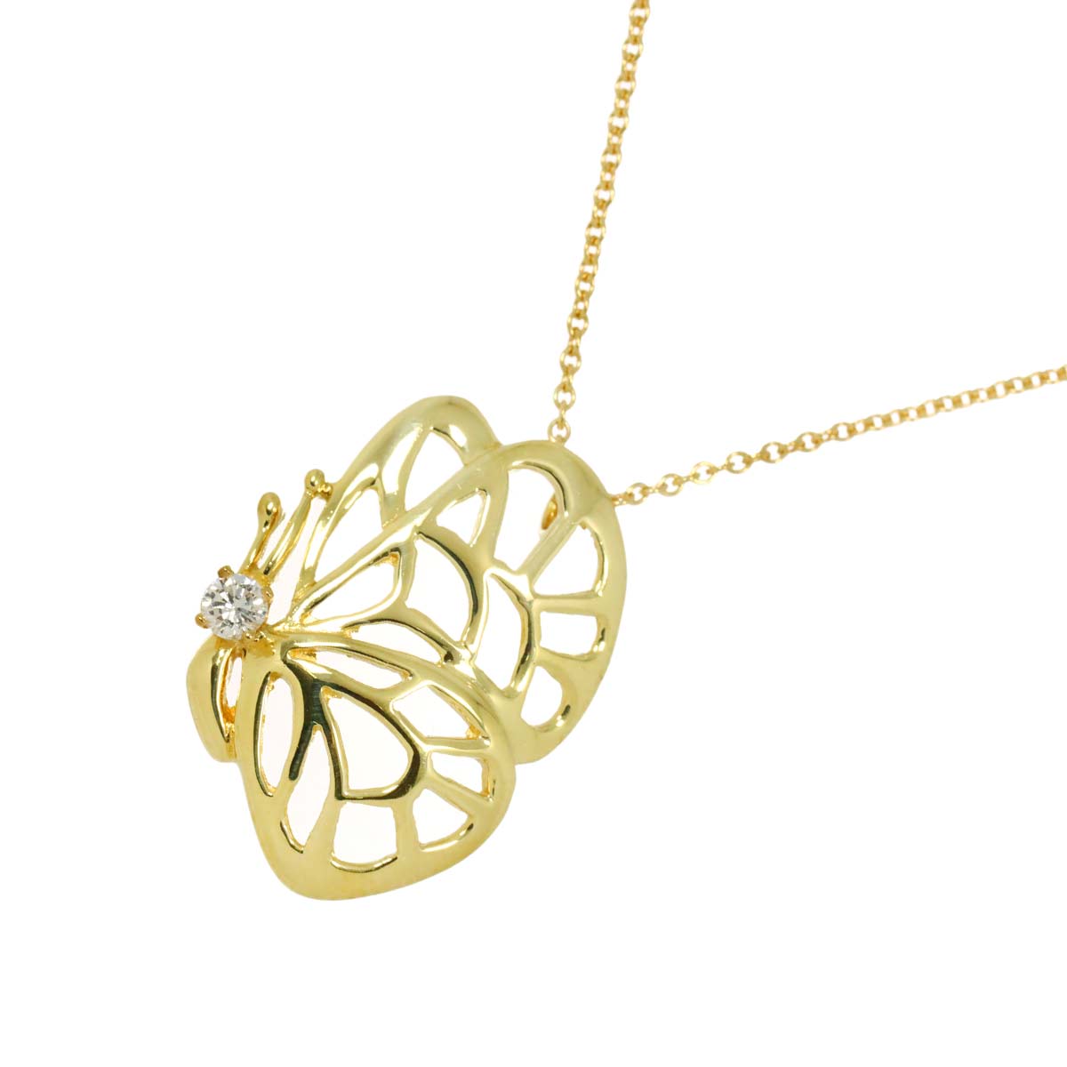 Butterfly Diamond Necklace 18K Yellow Gold 750