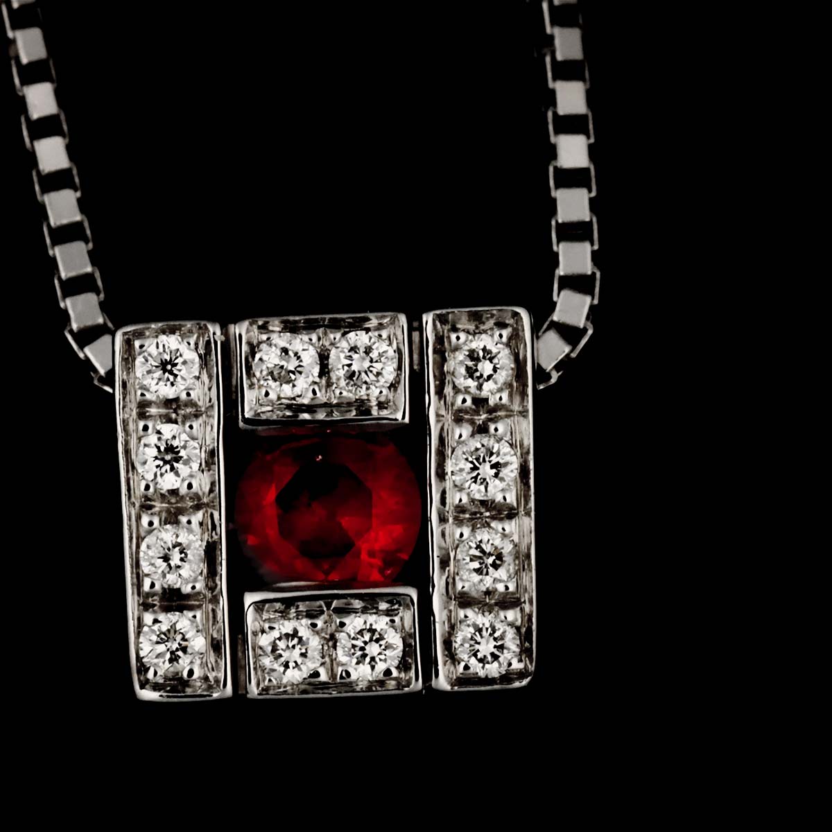 Belle Epoque Ruby Diamond Necklace 18K WG 750