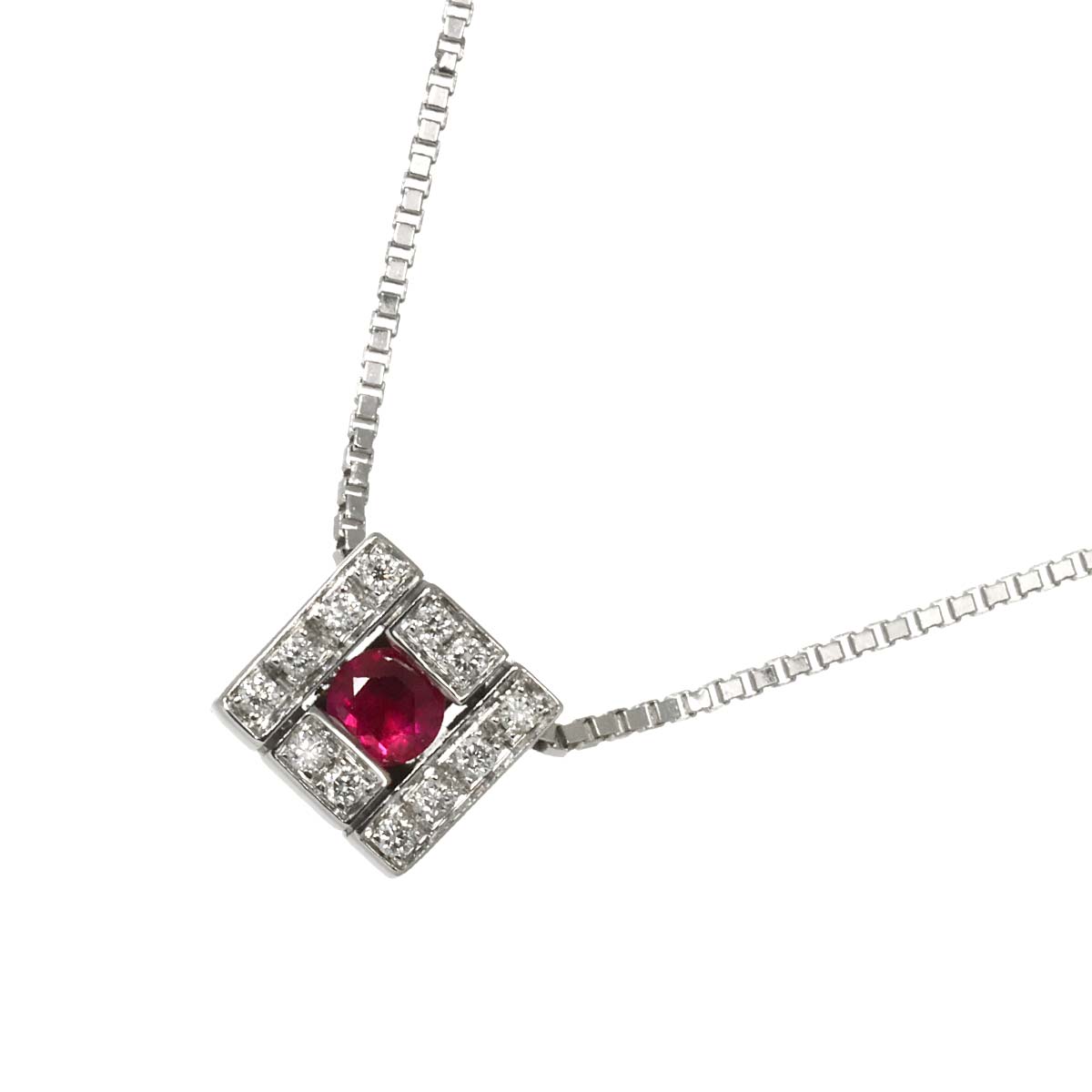 Belle Epoque Ruby Diamond Necklace 18K WG 750
