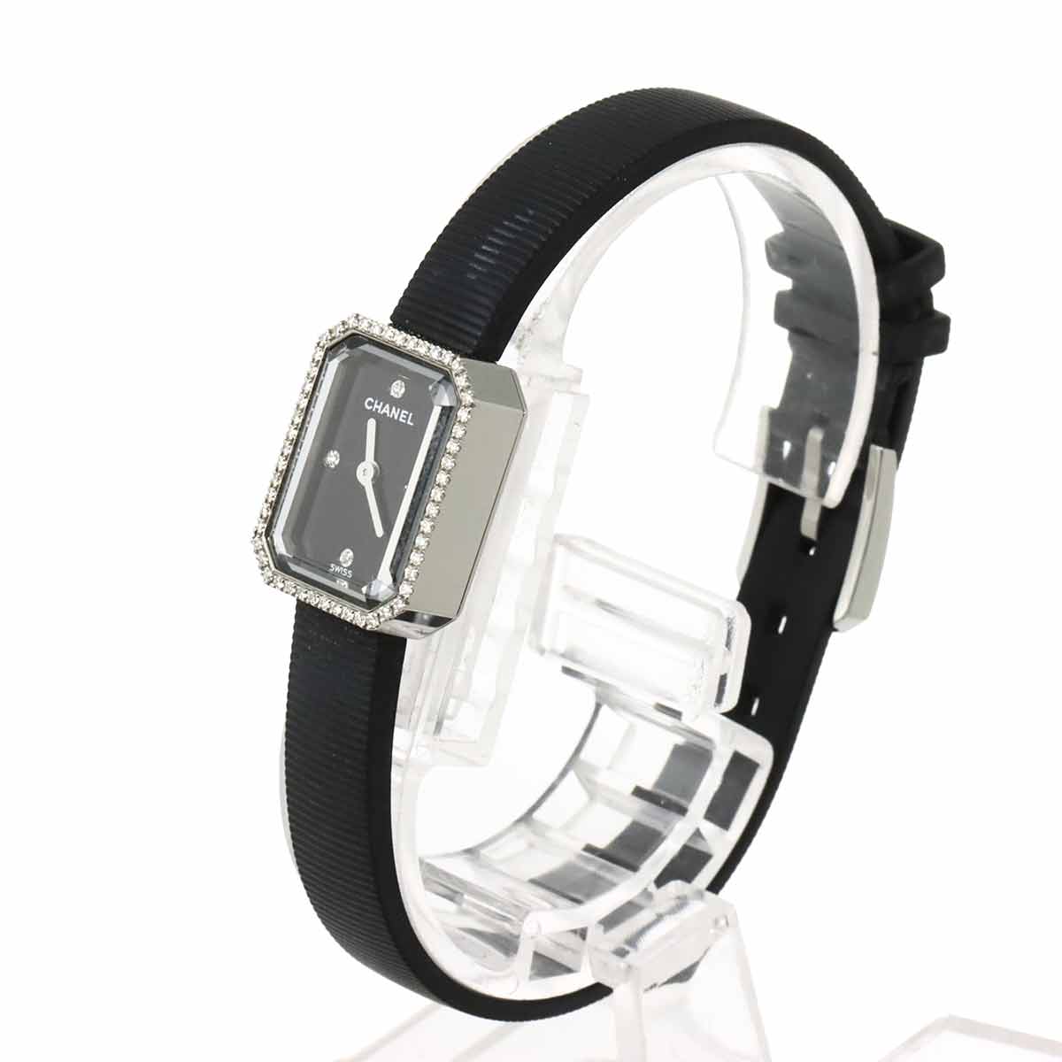Premiere H2434 Bezel Diamond 4P Rubber Belt Black Dial Ladies
