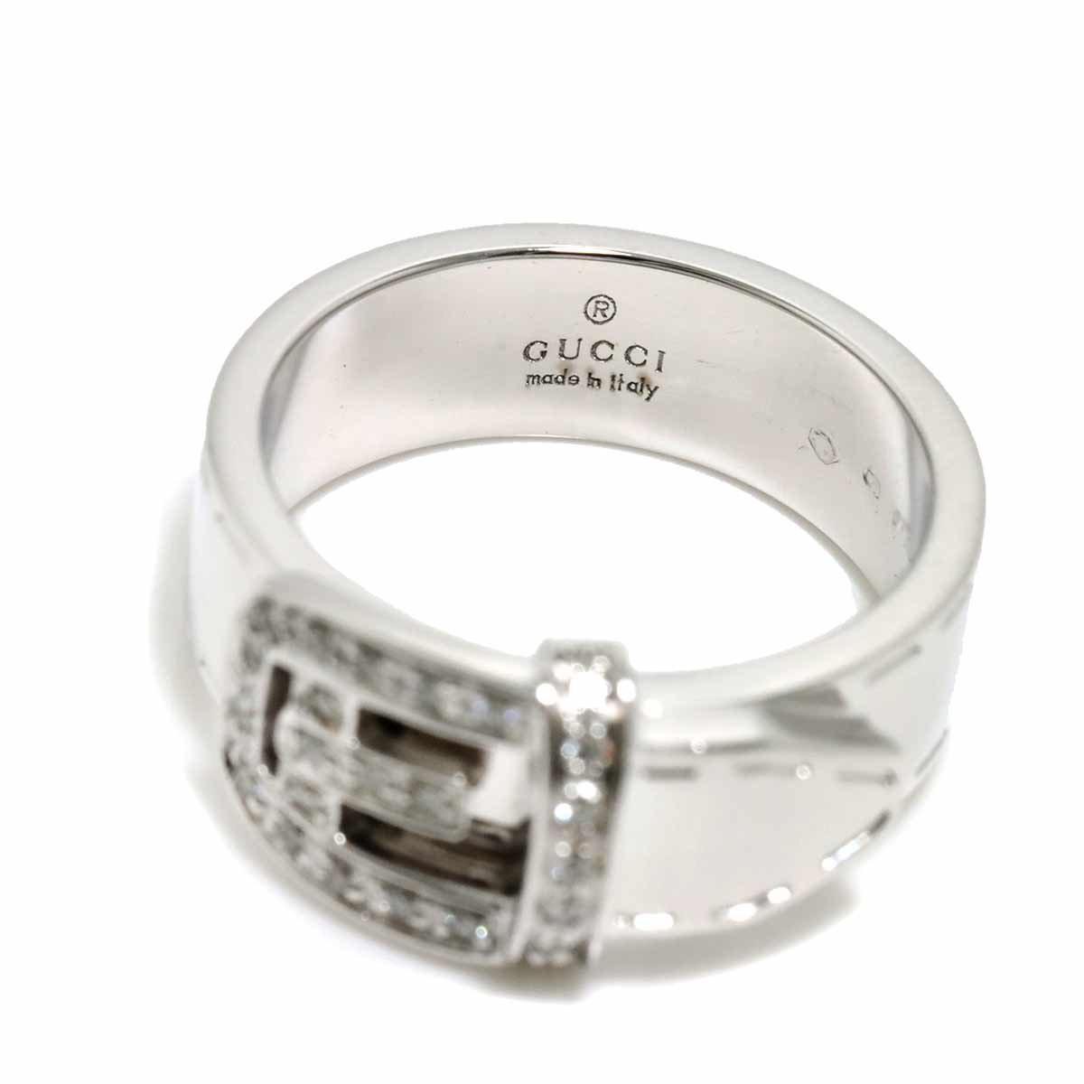 Ring Diamond 18K K18 WG 750 size12 5.5-5.75(US)