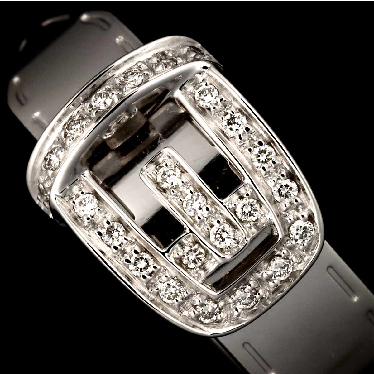 Ring Diamond 18K K18 WG 750 size12 5.5-5.75(US)
