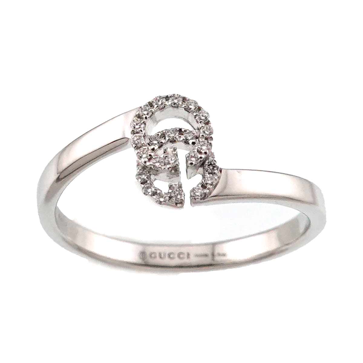 GUCCI GG Logo Ring Diamond 18K K18 WG 750 size11 5.25(US)