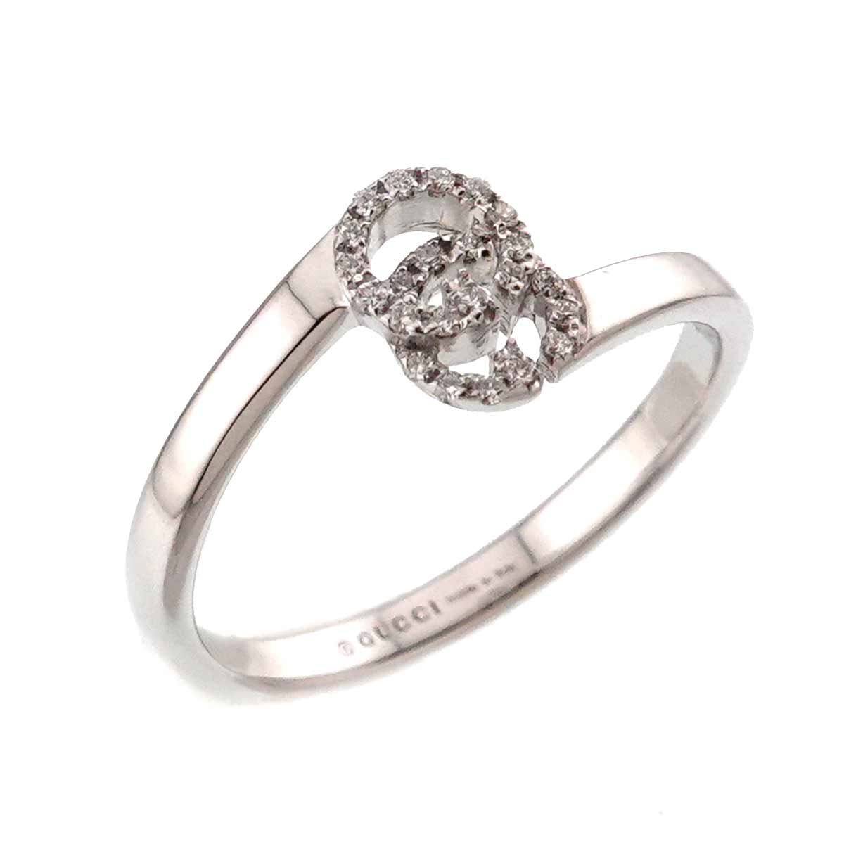 GUCCI GG Logo Ring Diamond 18K K18 WG 750 size11 5.25(US)