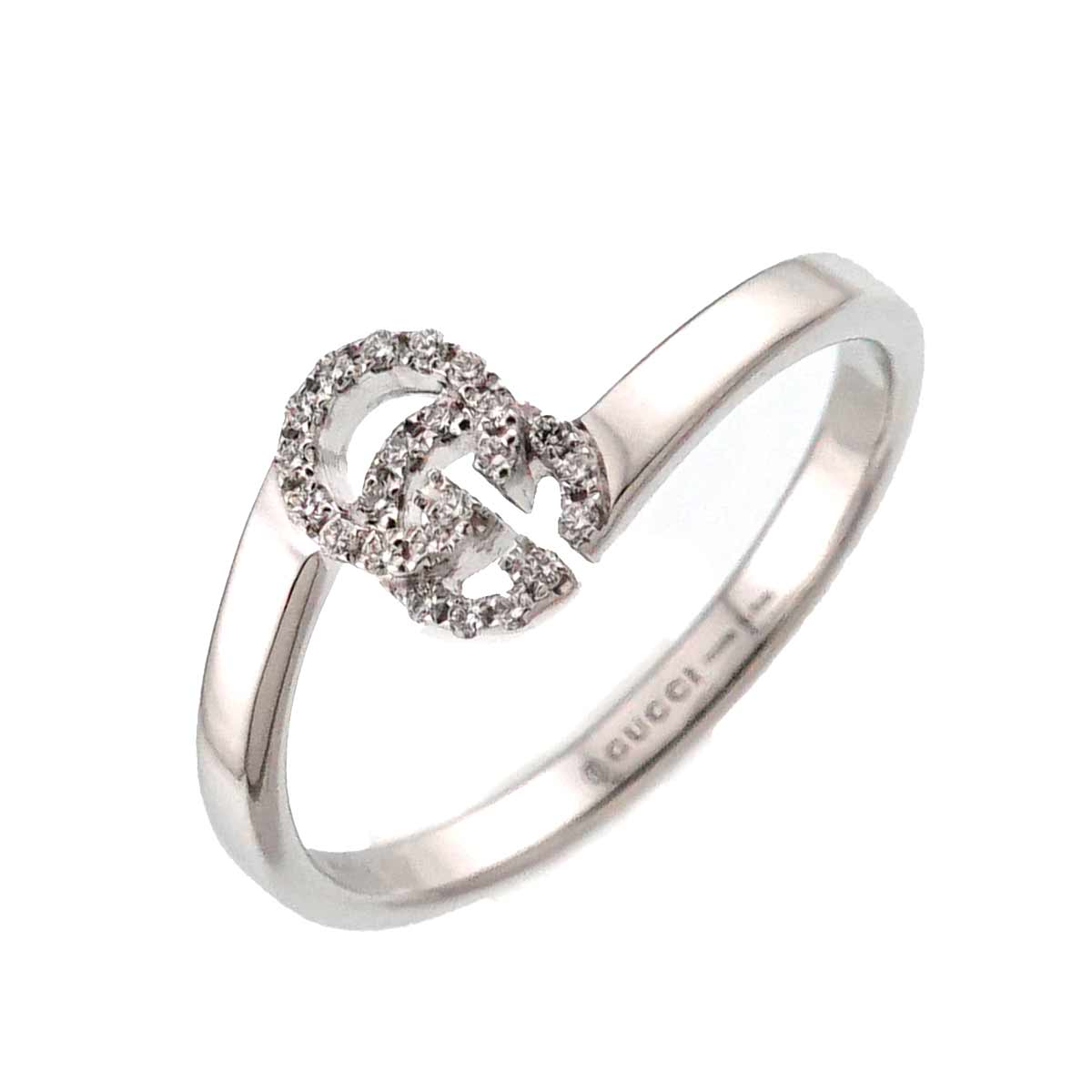 GUCCI GG Logo Ring Diamond 18K K18 WG 750 size11 5.25(US)