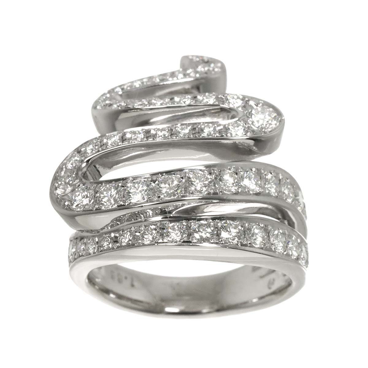 Diamond 1.66ct Ring 18K White Gold 750 Size6.75-7.25(US)