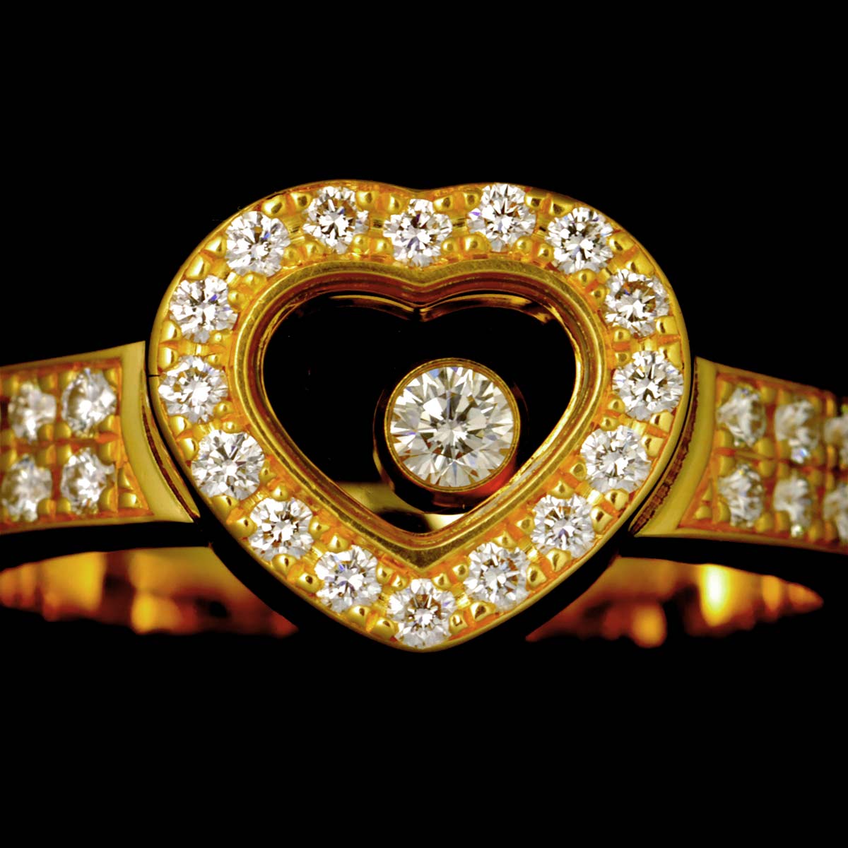 Happy Heart Diamond Ring 18K YG 750 Size3.75(US)