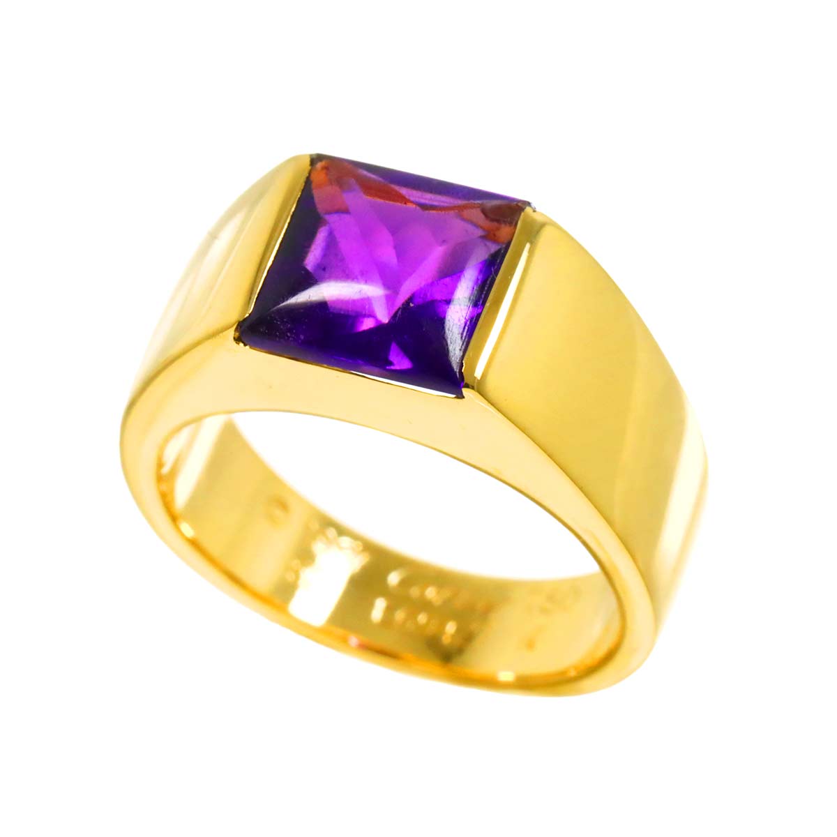 Tank Ring Amethyst 18K Yellow Gold 750 size52 5.5-5.75(US)