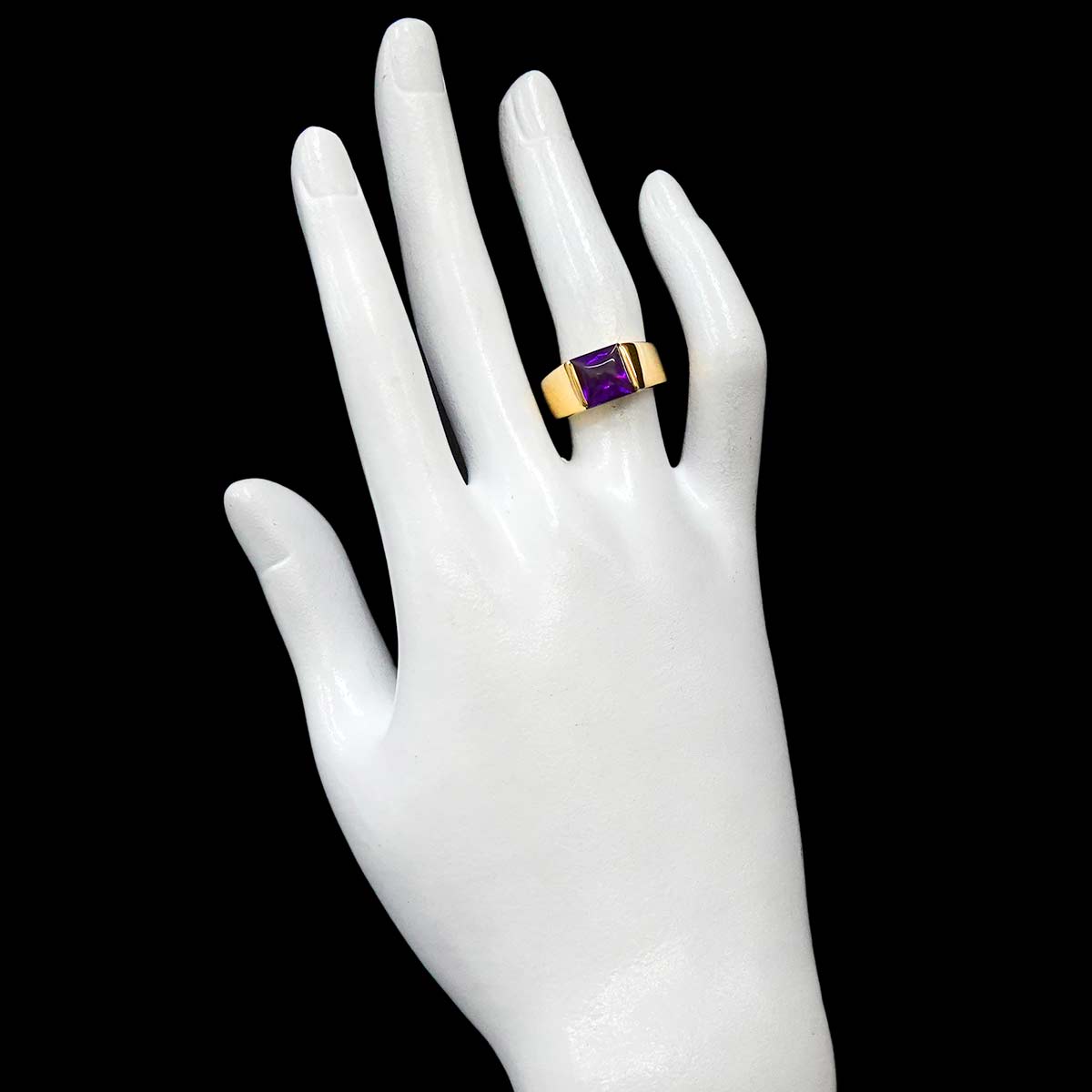 Tank Ring Amethyst 18K Yellow Gold 750 size52 5.5-5.75(US)
