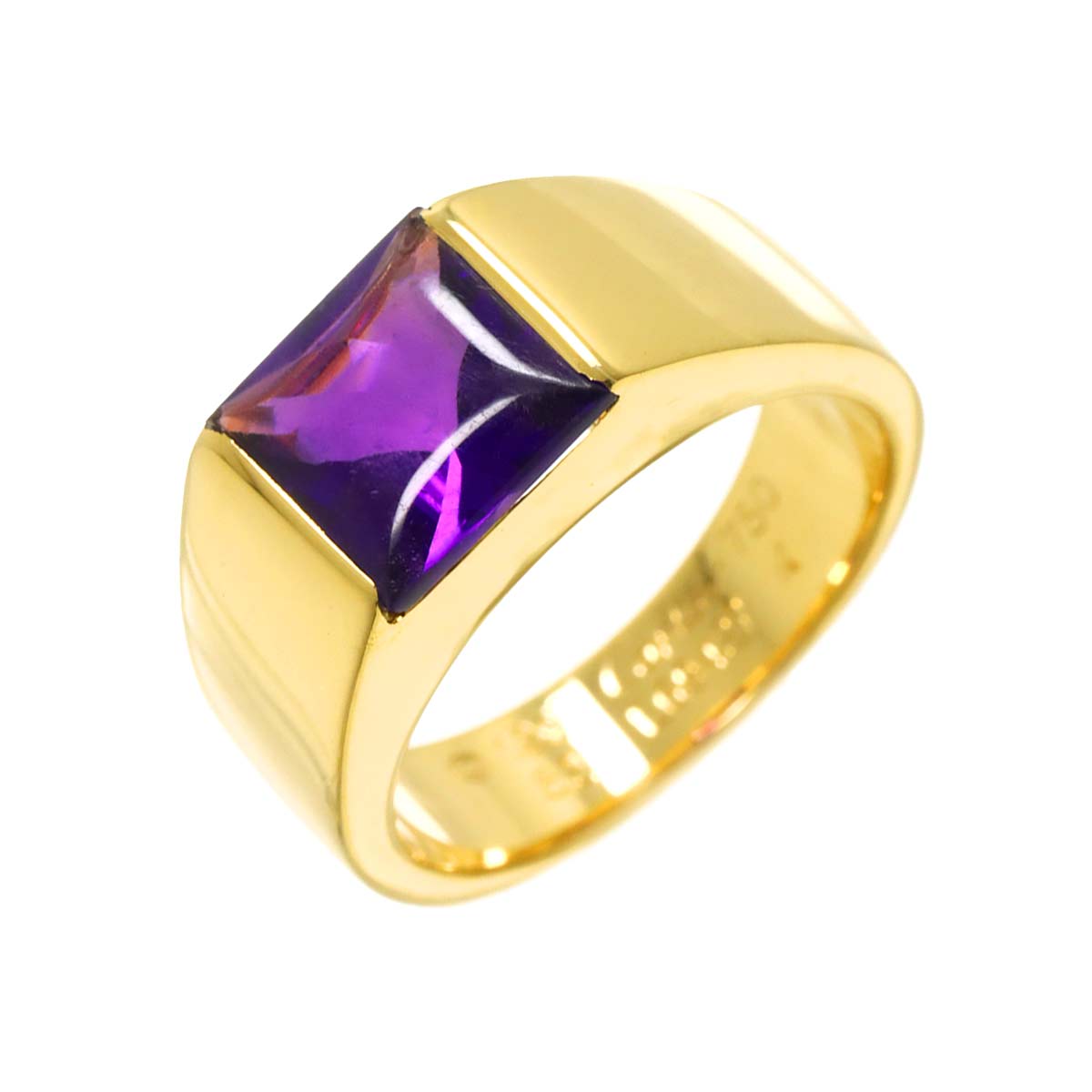 Tank Ring Amethyst 18K Yellow Gold 750 size52 5.5-5.75(US)