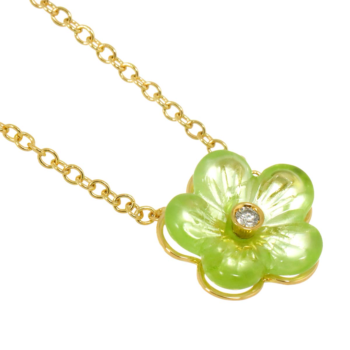 Peridot Diamond Necklace 18K YG 750