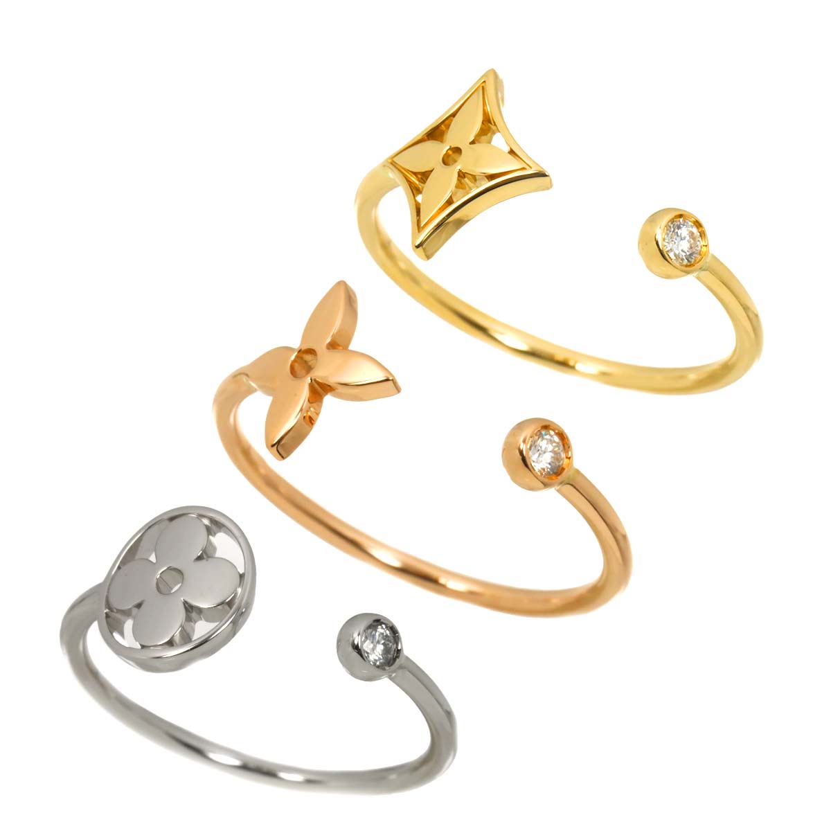 Berg Monogram Ring Diamond 18K YG WG PG Size53 6.25-6.5US