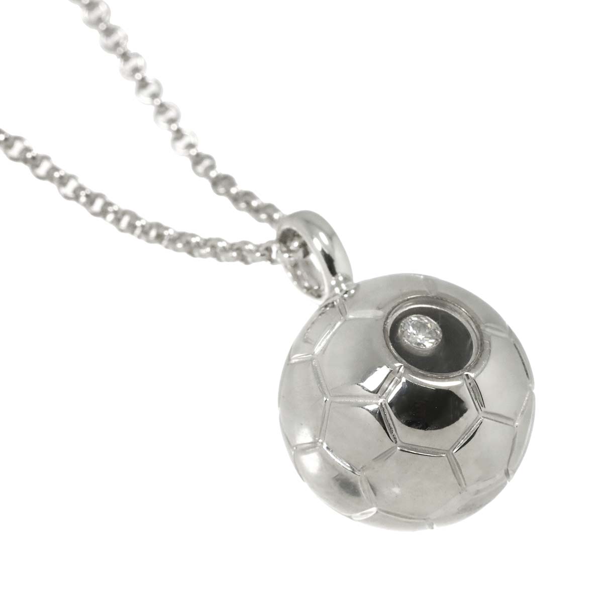 Happy Diamond Soccer ball Necklace 18K WG 750