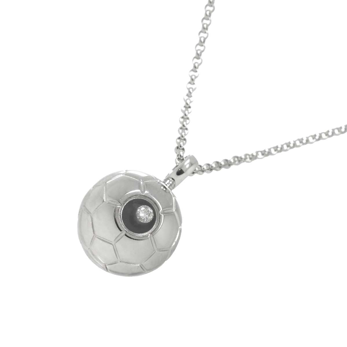 Happy Diamond Soccer ball Necklace 18K WG 750