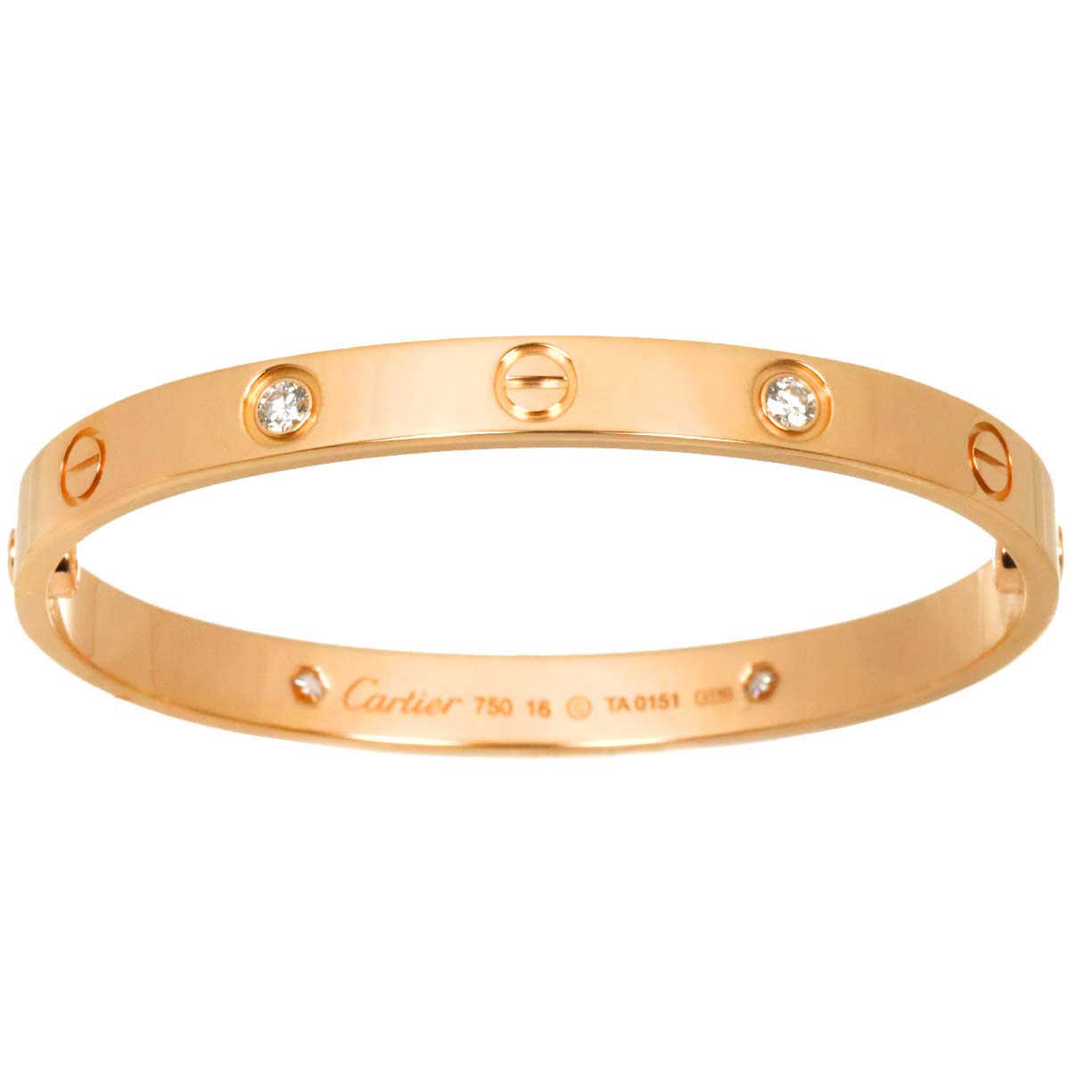 Love Bracelet Bangle Diamond 4P 18K Pink Gold 750 Size16