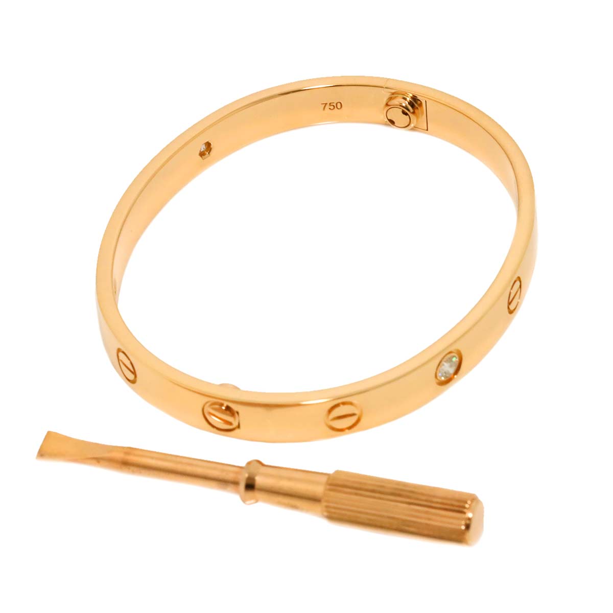 Love Bracelet Bangle Diamond 4P 18K Pink Gold 750 Size16